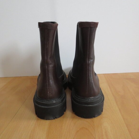 Zara Brown Leather Lug Sole Ankle Boots 37 6.5 - Picture 4 of 4